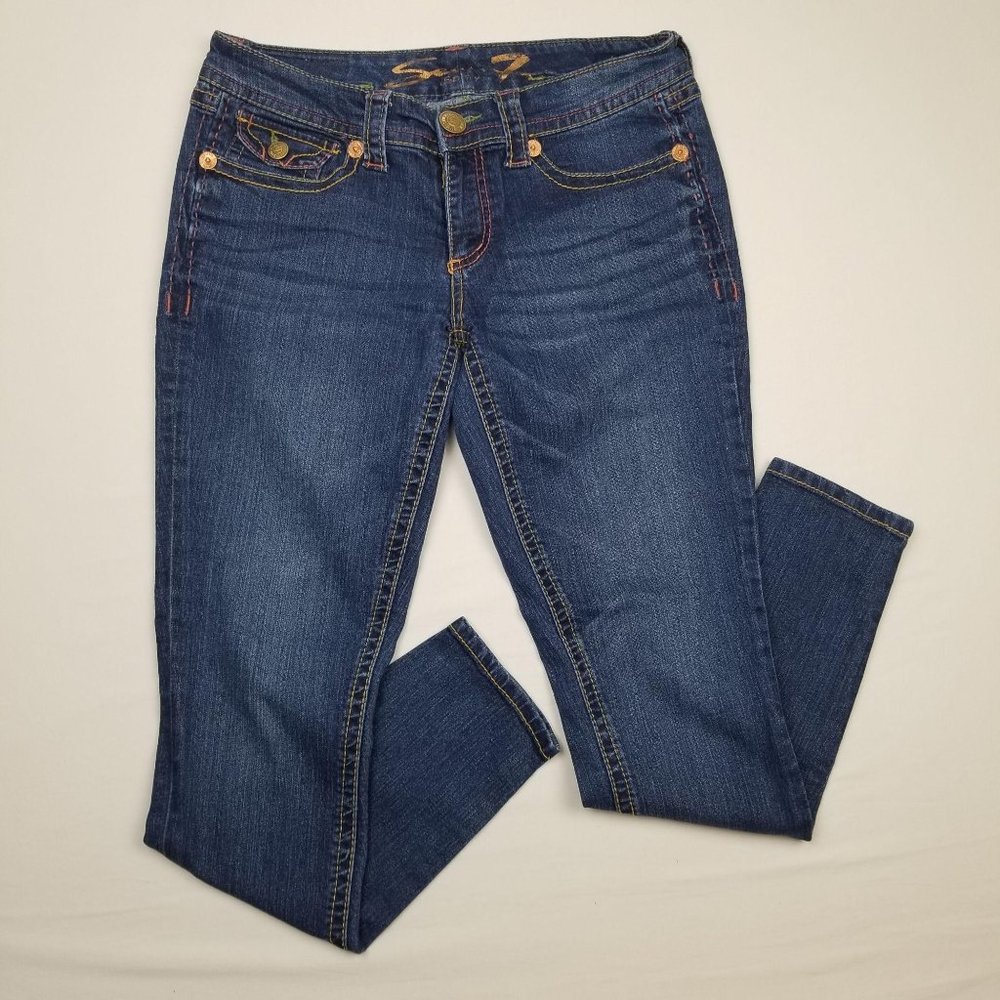Seven7 Cropped Denim Jeans Size 30 Dark Wash